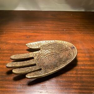 Golden Brass Engraved Hand - Incense Holder